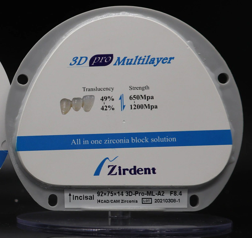 92*75 MM 3D Pro Multilayer Zirconia Blocks